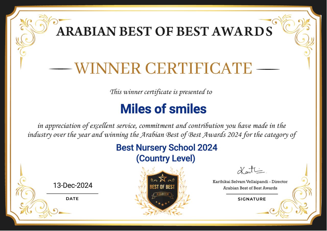 2024 Award Of Best Nursery School In UAE by Arabian Best Of Best Awards